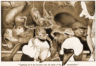 Renversant tous les jurés sur la tête de la foule en dessous, illustration pour Les aventures d